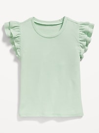 Image number 2 showing, Fitted Short-Sleeve Ruffle-Trim Ribbed Top for Girls