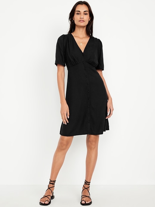 Image number 1 showing, Button-Down Crepe Mini Dress