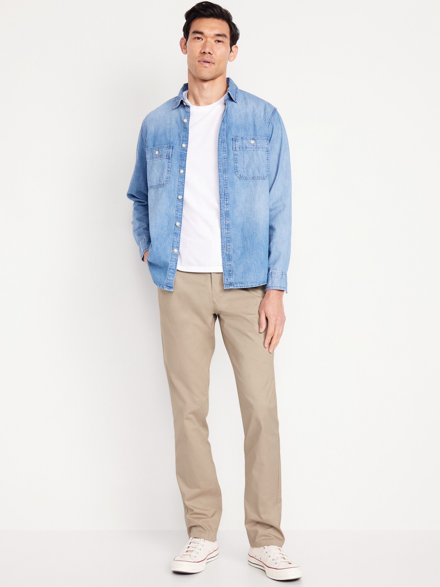 Мужские брюки Old Navy Straight Tech Ultimate 4.0 Chino, цвет: Серо-бежевый — фото 3