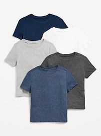 Image number 1 showing, Short-Sleeve Solid T-Shirt 5-Pack for Toddler Boys