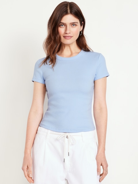 Snug Crop T-Shirt - Light Blue