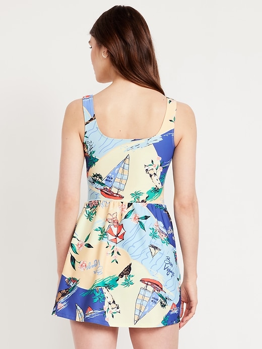 Image number 2 showing, Matte Side-Tie Swim Dress