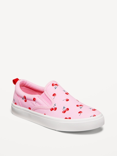 Glitter Canvas Slip-On Sneakers for Girls - Cherry