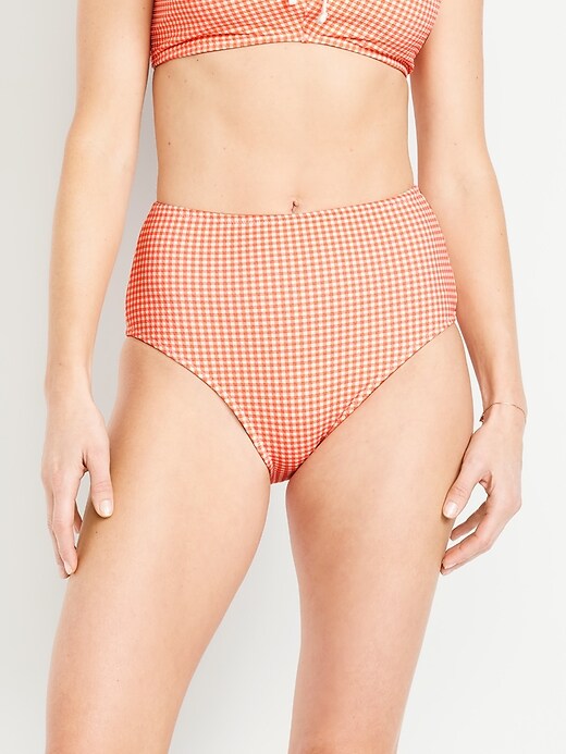 High-Waisted Ribbed Bikini Swim Bottoms