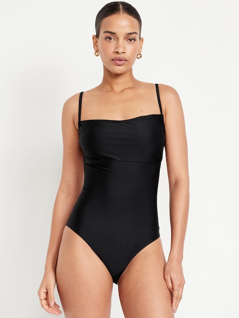 Matte Cutout Back One-Piece Swimsuit - Black Jack