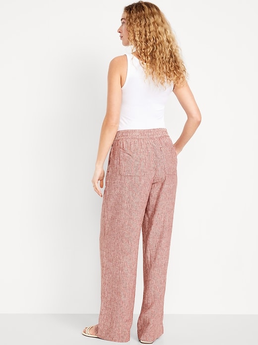 Image number 3 showing, High-Waisted Linen-Blend Wide-Leg Pants