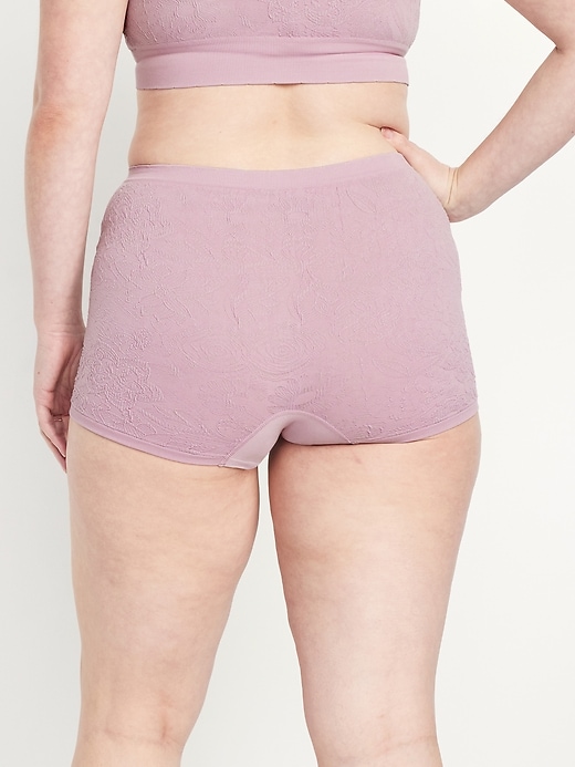 Image number 6 showing, Mid-Rise Seamless Lace Boyshort Underwear
