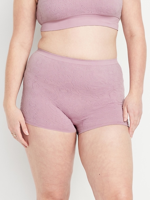 Image number 5 showing, Mid-Rise Seamless Lace Boyshort Underwear