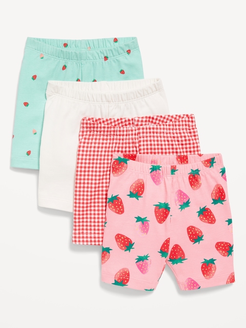 4-Pack Jersey-Knit Biker Shorts for Toddler Girls - Strawberry