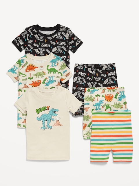 Snug-Fit Graphic Pajama 6-Piece Set for Toddler & Baby - Dino Attack