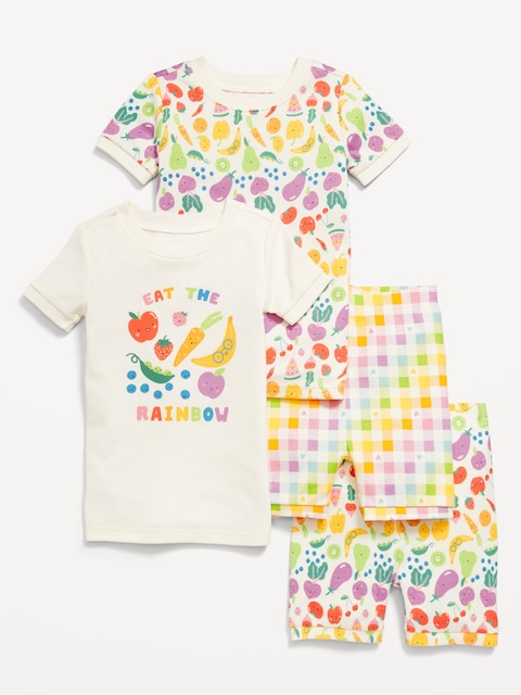 Snug-Fit Graphic Pajama 4-Piece Set for Toddler & Baby - Rainbow Burst