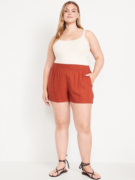 Image number 6 showing, High-Waisted Linen-Blend Shorts -- 3.5-inch inseam