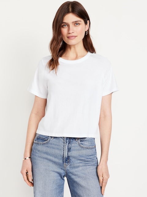 EveryWear Crop T-Shirt - White Lilies