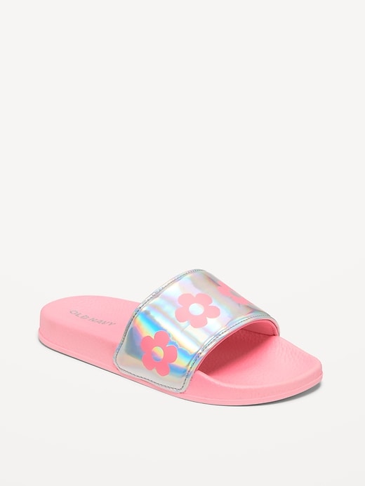 View large product image 1 of 4. Printed Faux-Leather Pool Slide Sandals for Girls