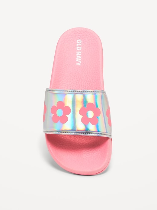 View large product image 2 of 4. Printed Faux-Leather Pool Slide Sandals for Girls