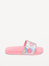 View large product image 3 of 4. Printed Faux-Leather Pool Slide Sandals for Girls