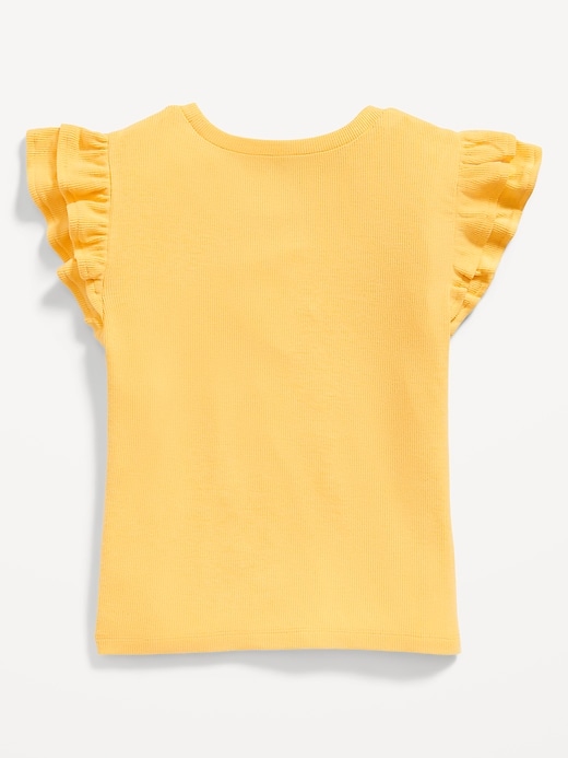 Image number 3 showing, Fitted Short-Sleeve Ruffle-Trim Ribbed Top for Girls