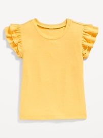 Image number 2 showing, Fitted Short-Sleeve Ruffle-Trim Ribbed Top for Girls