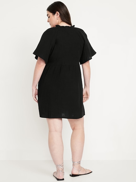 Image number 6 showing, Split-Neck Mini Swing Dress