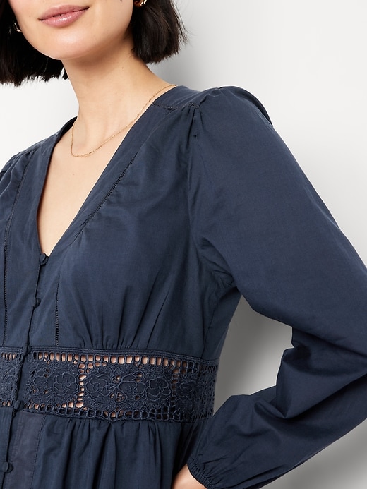 Image number 3 showing, Waist-Defined Cutwork Mini Dress