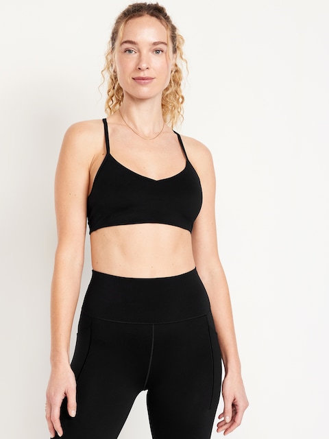 Light Support StudioSmooth Racerback Sports Bra - Black Jack