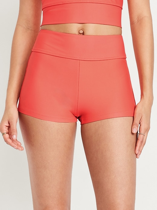 Image number 1 showing, High-Waisted Swim Shorts -- 2-inch inseam