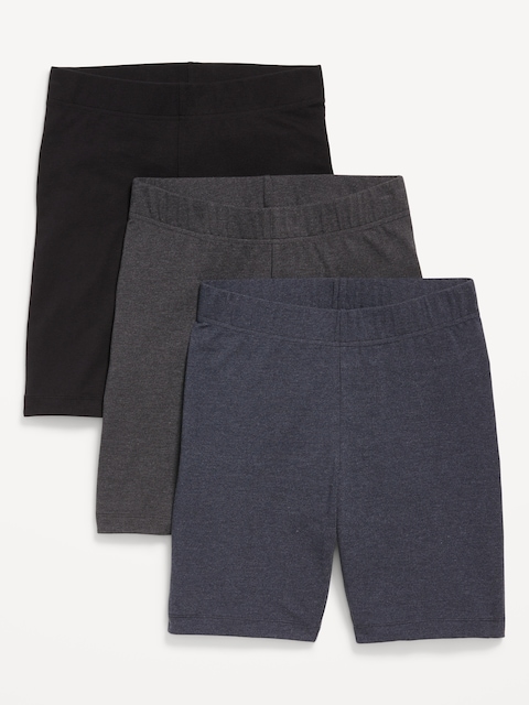 High-Waisted Biker Shorts 3-Pack -- 8-inch inseam - Multi Color