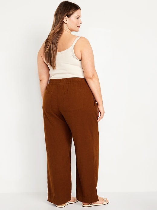 Image number 5 showing, High-Waisted Linen-Blend Wide-Leg Pants