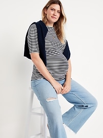 View large product image 3 of 3. Maternity Slit-Neck Ribbed Top