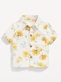 Image number 2 showing, Printed Short-Sleeve Linen-Blend Shirt for Baby