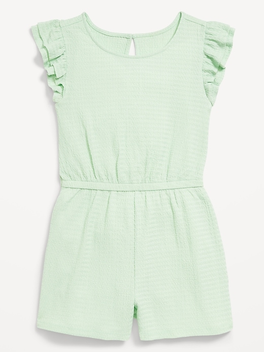 Image number 3 showing, Short-Sleeve Ruffle Textured Romper for Girls
