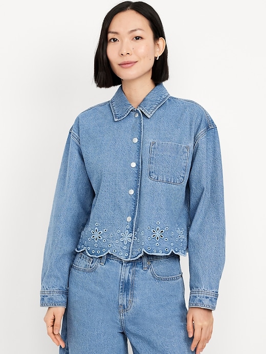 Image number 1 showing, Jean Eyelet Jacket