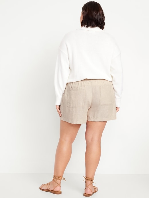 Image number 7 showing, High-Waisted Linen-Blend Pull-On Shorts -- 3.5-inch inseam