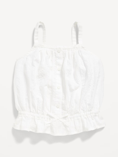 Sleeveless Buttoned Peplum Tank Top for Toddler Girls - Calla Lily White