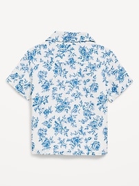 Image number 2 showing, Printed Short-Sleeve Linen-Blend Pocket Shirt for Toddler Boys