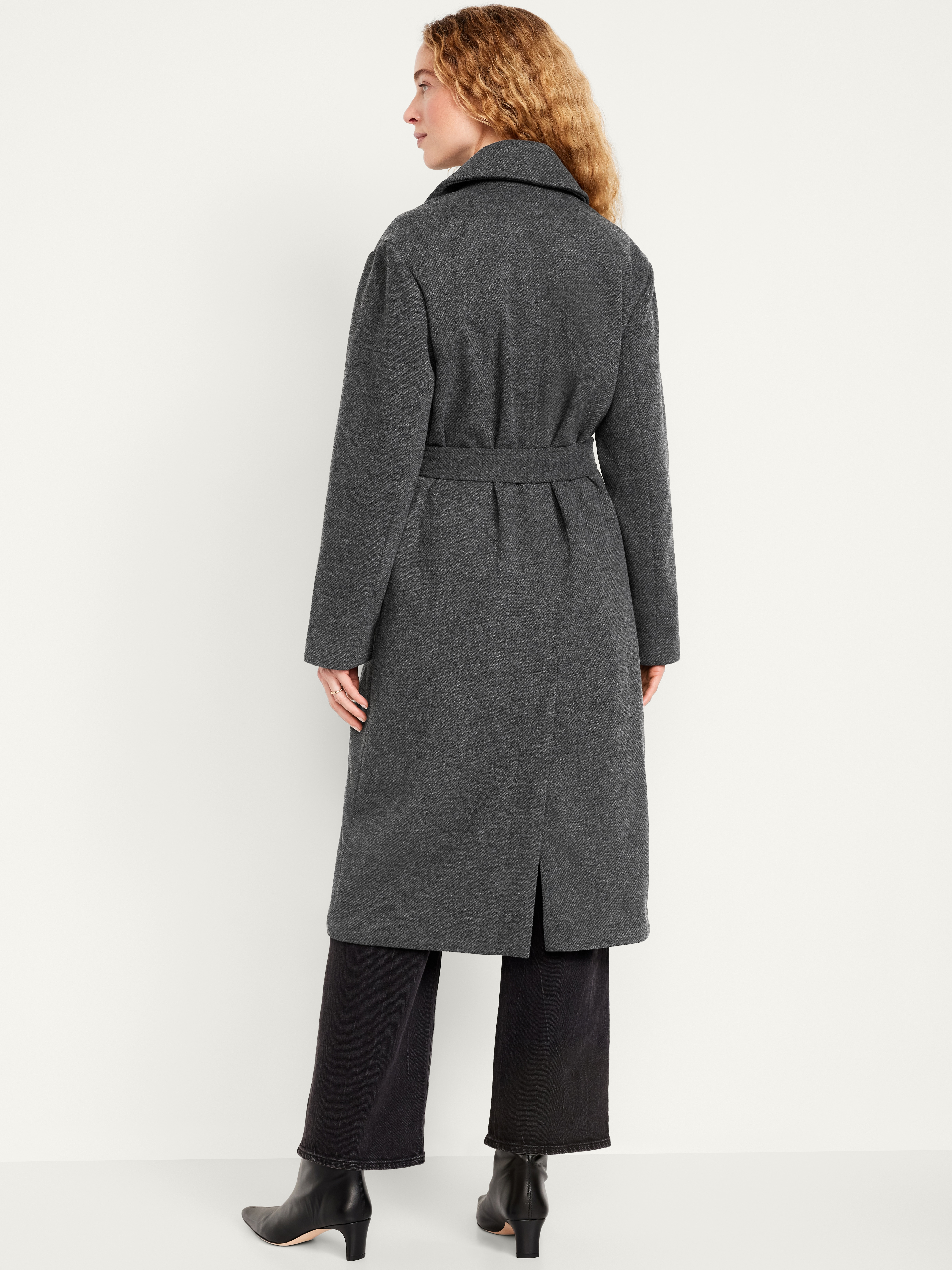 00’s Belted long coat Oversized Trench Coat With Belt Curve & Plus For Daily Casual