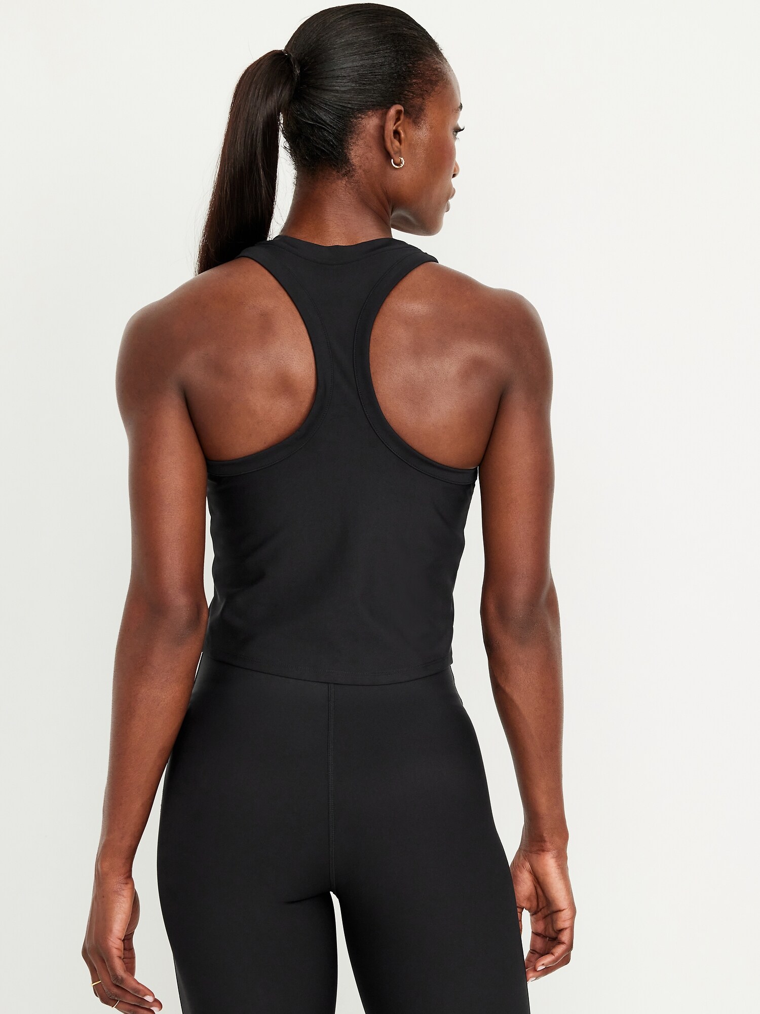 Женский топ Old Navy PowerSoft Racerback Tank Top, цвет: Светлый чёрный меланжевый — фото 2