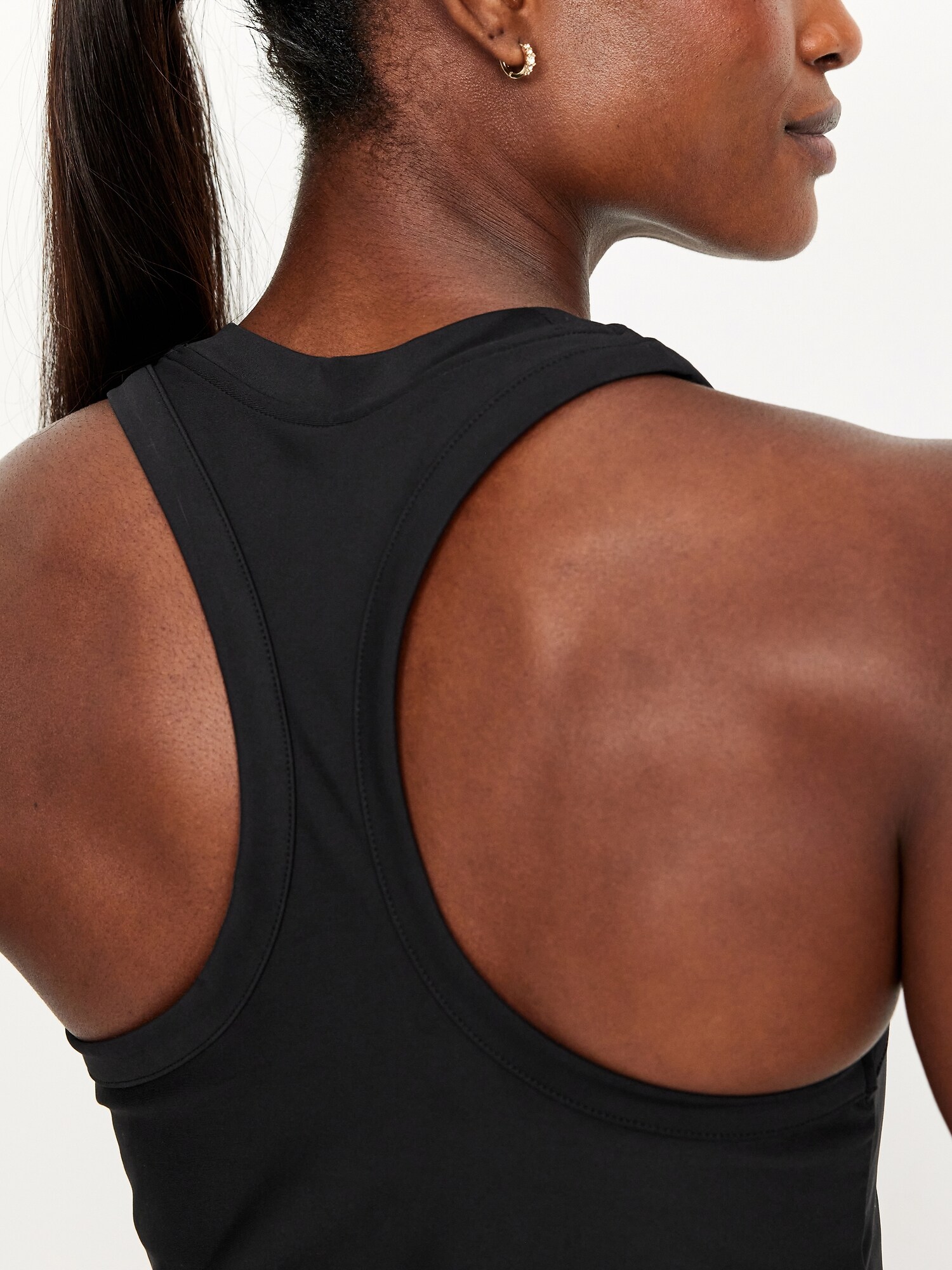Женский топ Old Navy PowerSoft Racerback Tank Top, цвет: Светлый чёрный меланжевый — фото 4