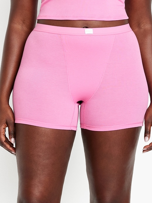 Image number 5 showing, High-Waisted Ribbed Boyshort Briefs -- 3-inch inseam