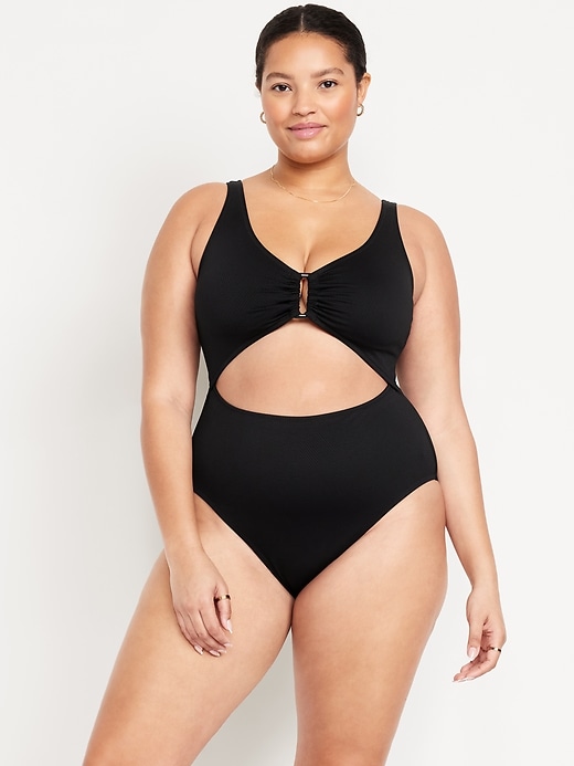 Image number 7 showing, Textured One-Piece Cut-Out Swimsuit