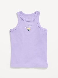 Image number 1 showing, Fitted Ribbed Logo-Graphic Tank Top for Girls