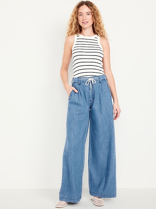 Image number 1 showing, High-Waisted Super Wide-Leg Drapey Jeans