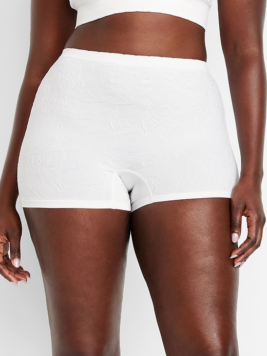 Image number 5 showing, Mid-Rise Seamless Lace Boyshort Underwear