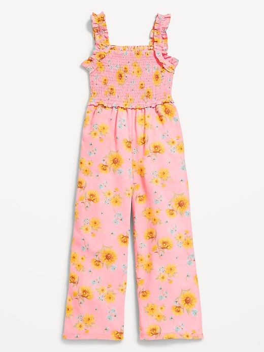 Image number 3 showing, Sleeveless Smocked Ruffle-Trim Jumpsuit for Girls