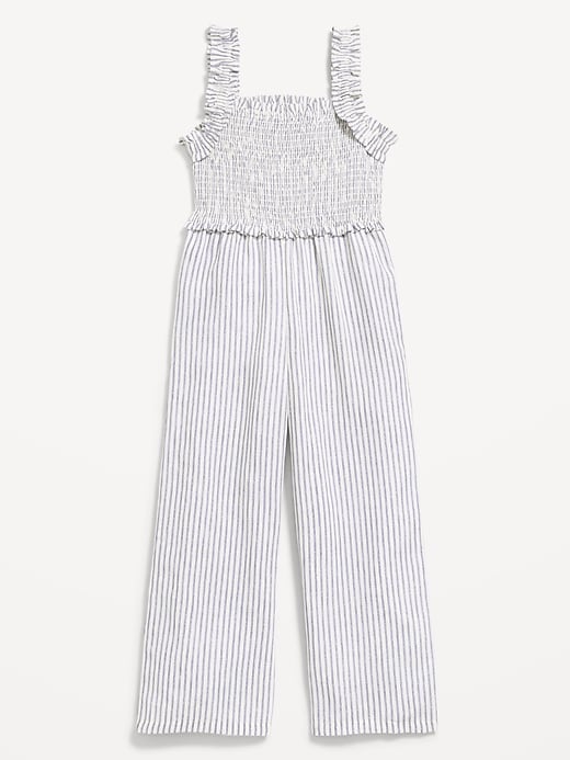 Image number 3 showing, Printed Ruffle-Trim Smocked Jumpsuit for Girls