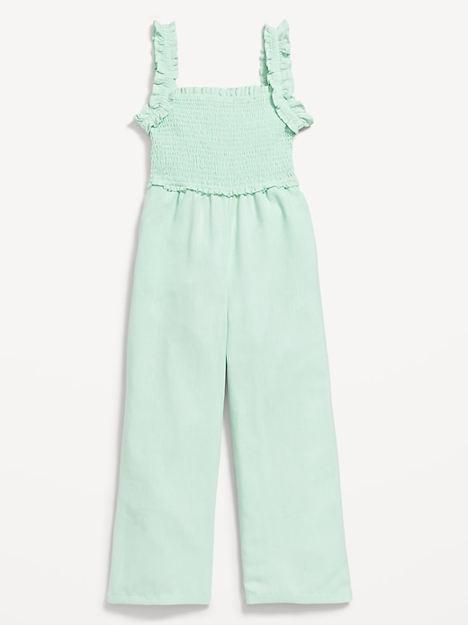 Image number 3 showing, Sleeveless Smocked Ruffle-Trim Jumpsuit for Girls