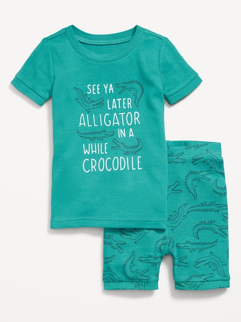 Snug-Fit Graphic Pajama Set for Toddler & Baby - Alligator