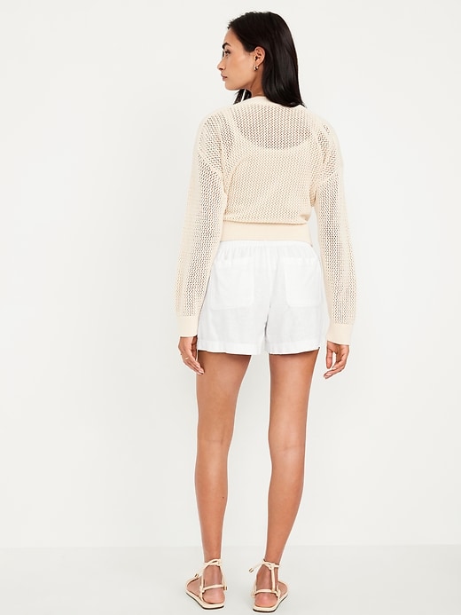 Image number 2 showing, High-Waisted Linen-Blend Pull-On Shorts -- 3.5-inch inseam