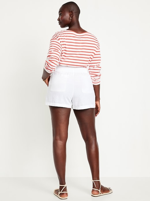 Image number 5 showing, High-Waisted Linen-Blend Pull-On Shorts -- 3.5-inch inseam