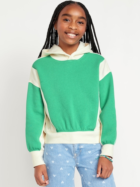 Vintage Oversized Color-Block Pullover Hoodie for Girls - Beginners Luck